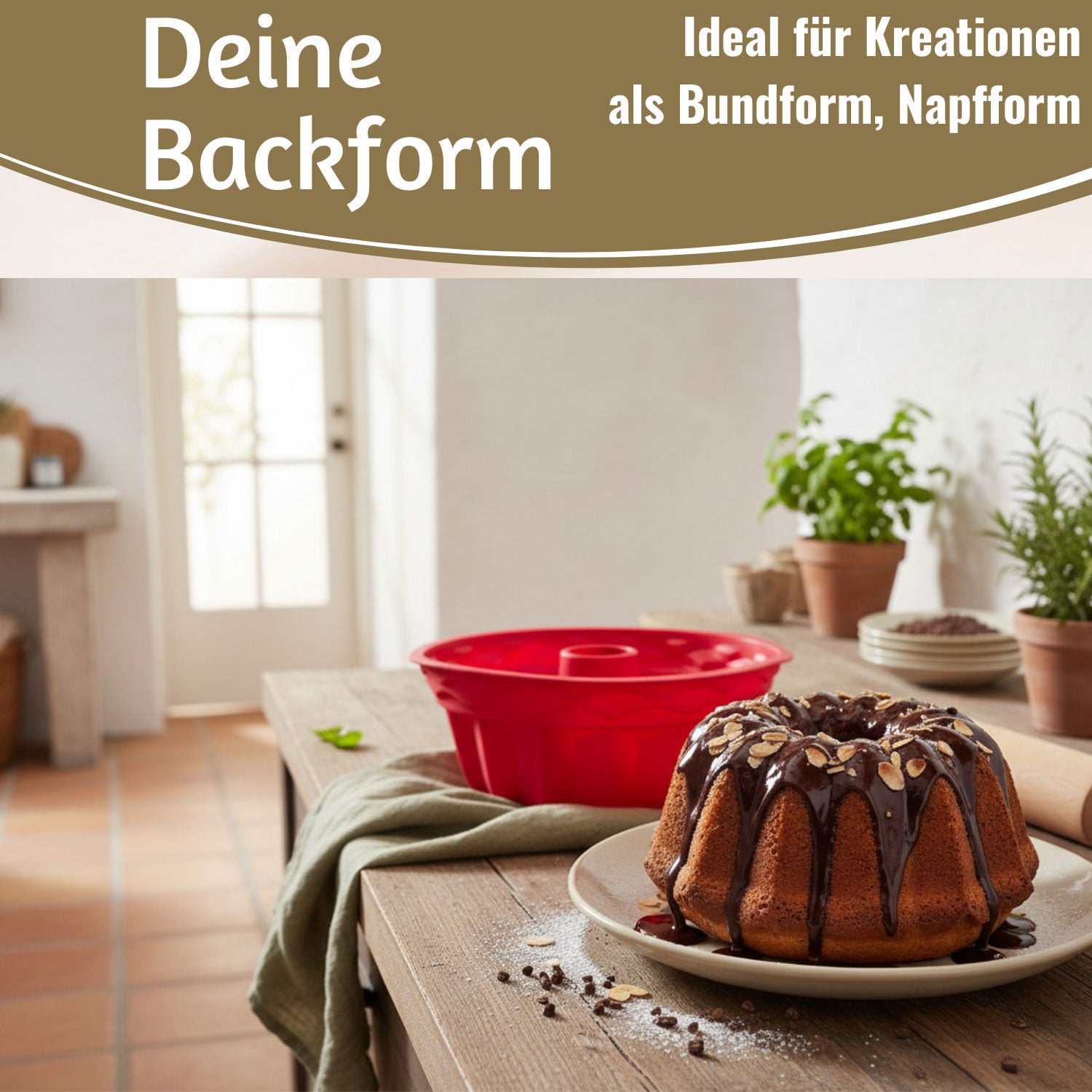 LS-LebenStil Gugelhupf Backform Silikon 24cm 2er Set rund