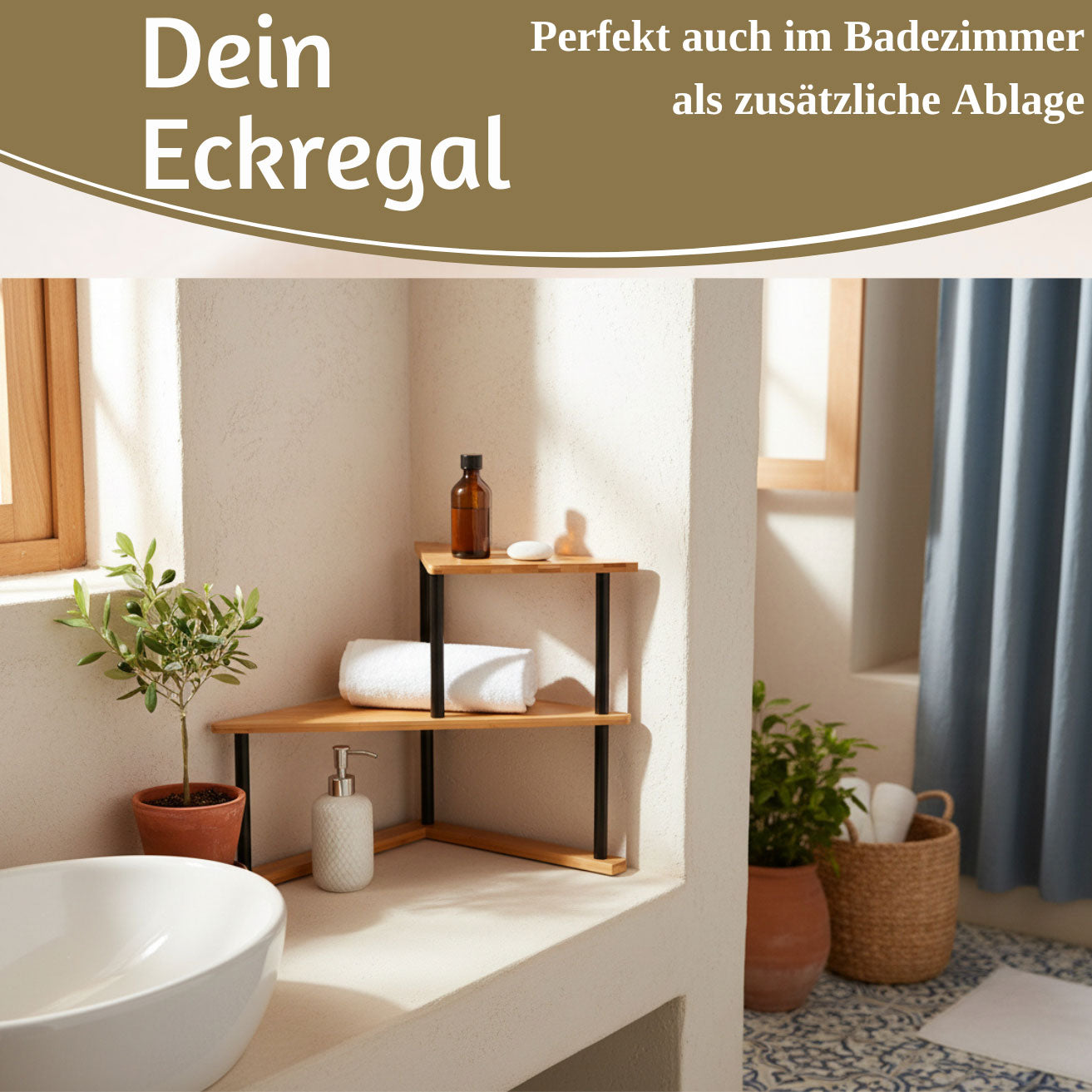 LS-LebenStil Küche & Haushalt Holz Küchenregal Eckregal 39x52cm