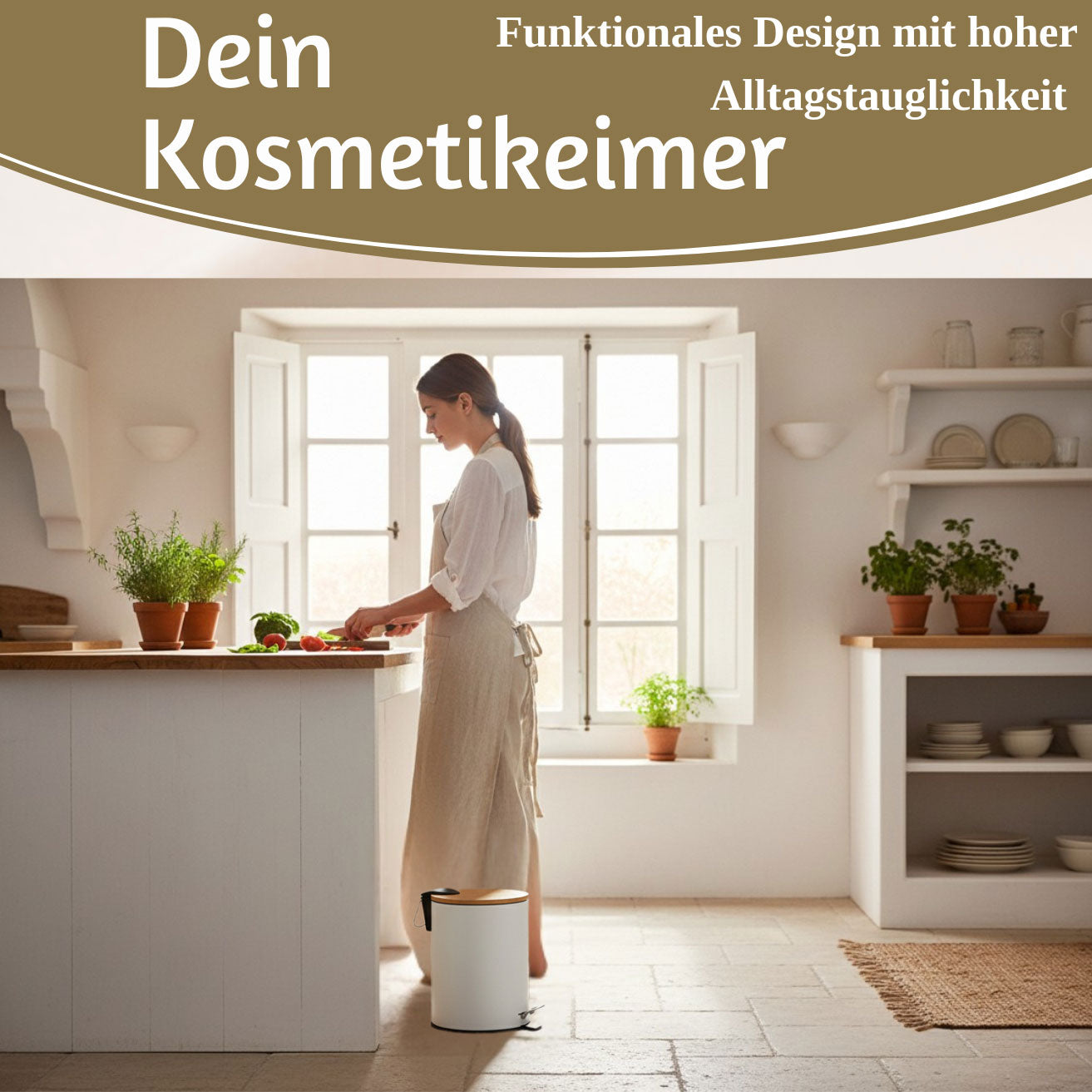 LS-LebenStil Tretmülleimer 3L Weiss Rund Soft Close
