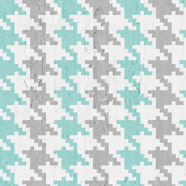 Mineheart Pied De Poule Tapete Aquamarin Grau A3 Muster