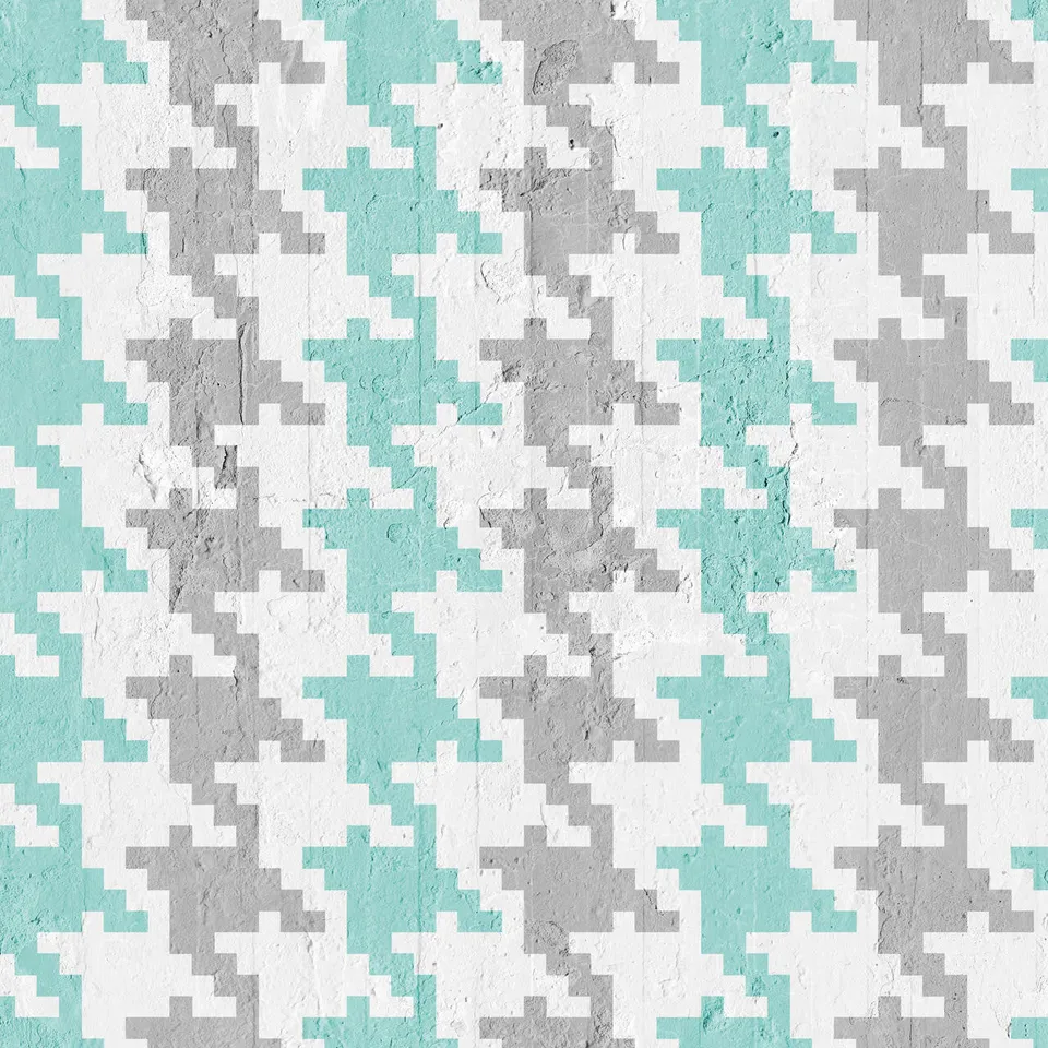 Mineheart Pied De Poule Tapete Aquamarin Grau A3 Muster