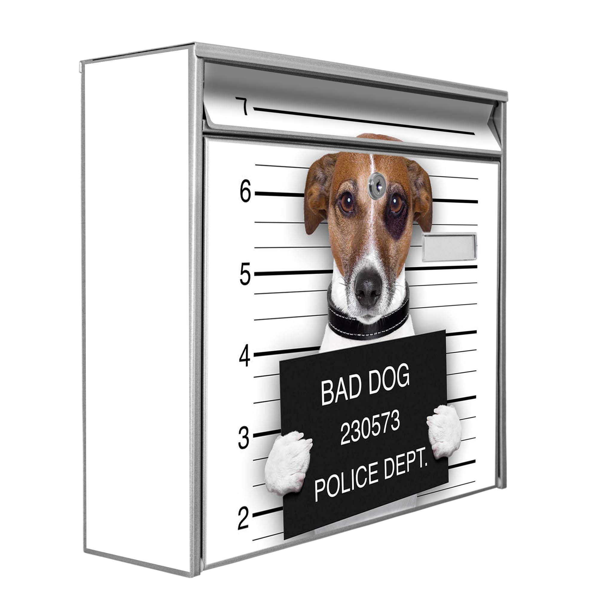Banjado Briefkasten Burg-Wächter 32x36cm Bad Dog Silber
