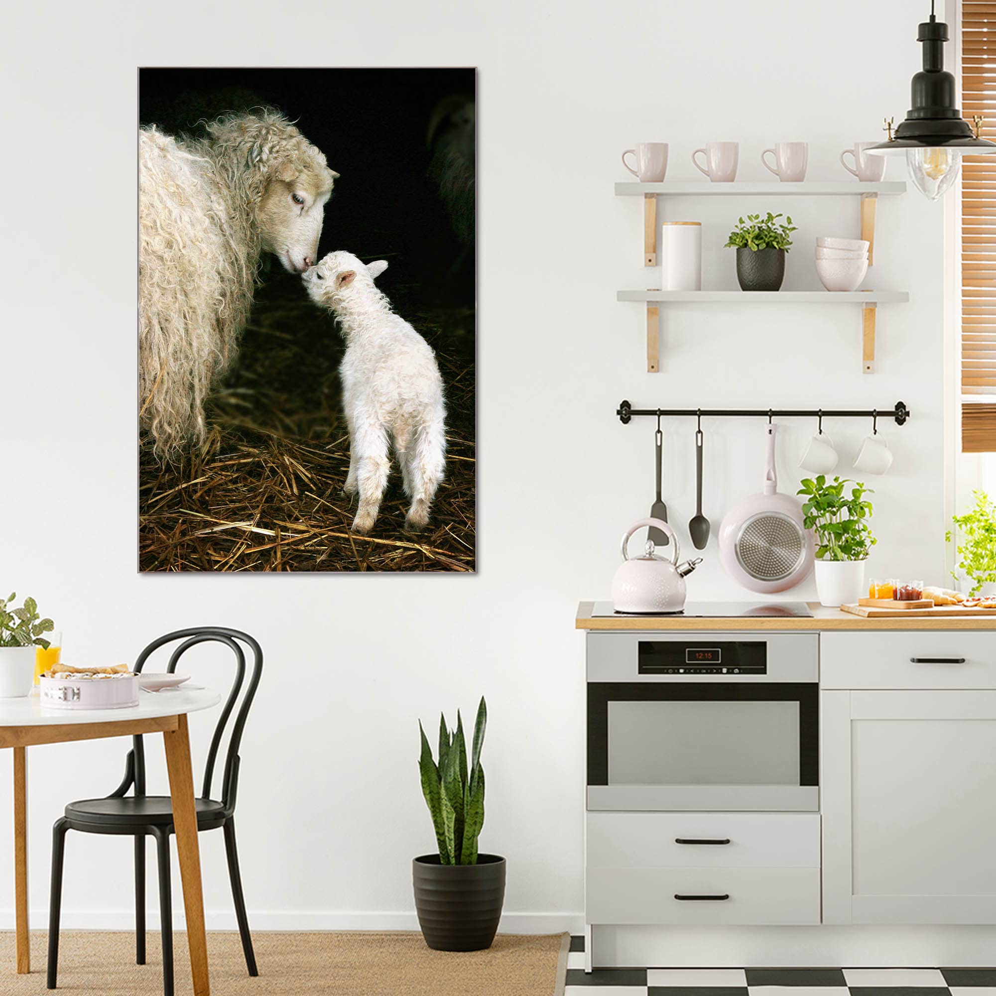 Banjado Magnettafel Glas 60x40cm Schaf und Lamm Tier