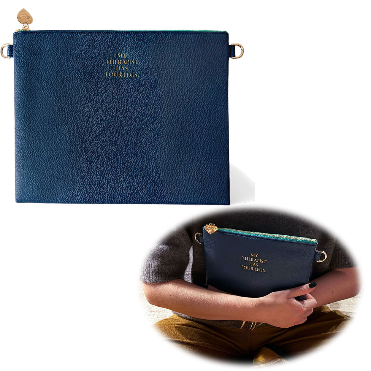 LS-LebenStil Lia Clutch Navy Blau 22cm PU-Leder