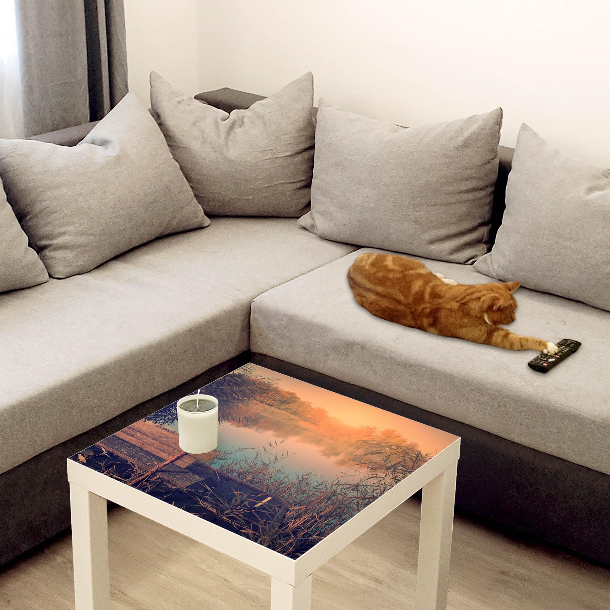 Banjado Möbelfolie Tischfolie Bank Am See 55x55 cm selbstklebend