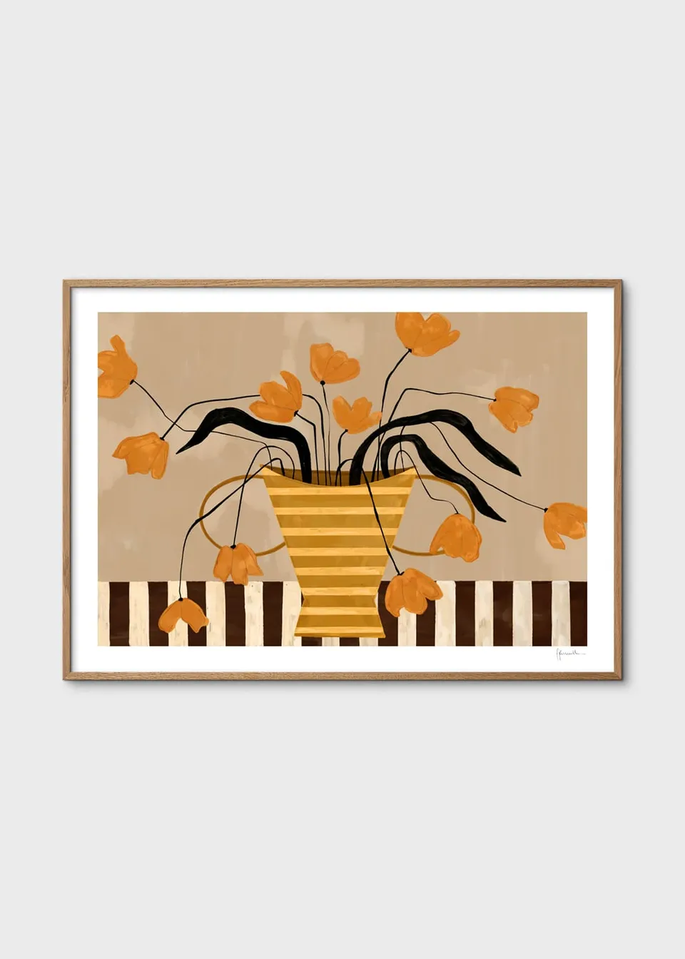 The Poster Club Flowers Yellow Striped Vase Poster gelb