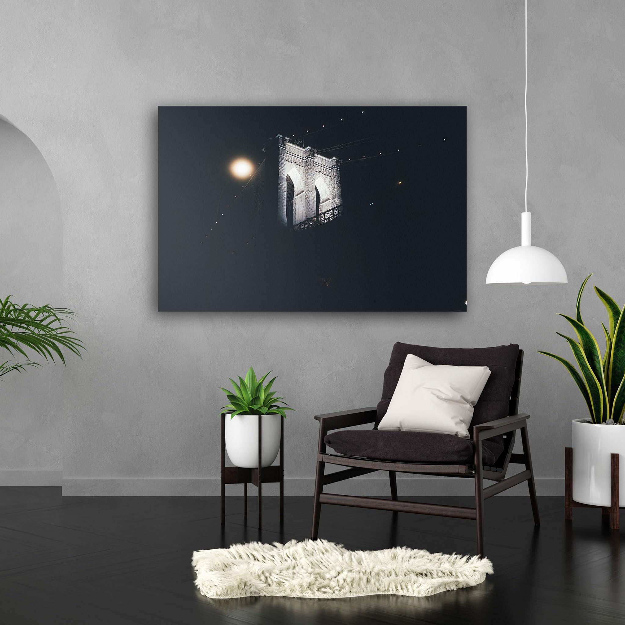Hustling Sharks Wandbilder Brücke im nächtlichen Nebel Leinwand 30x40