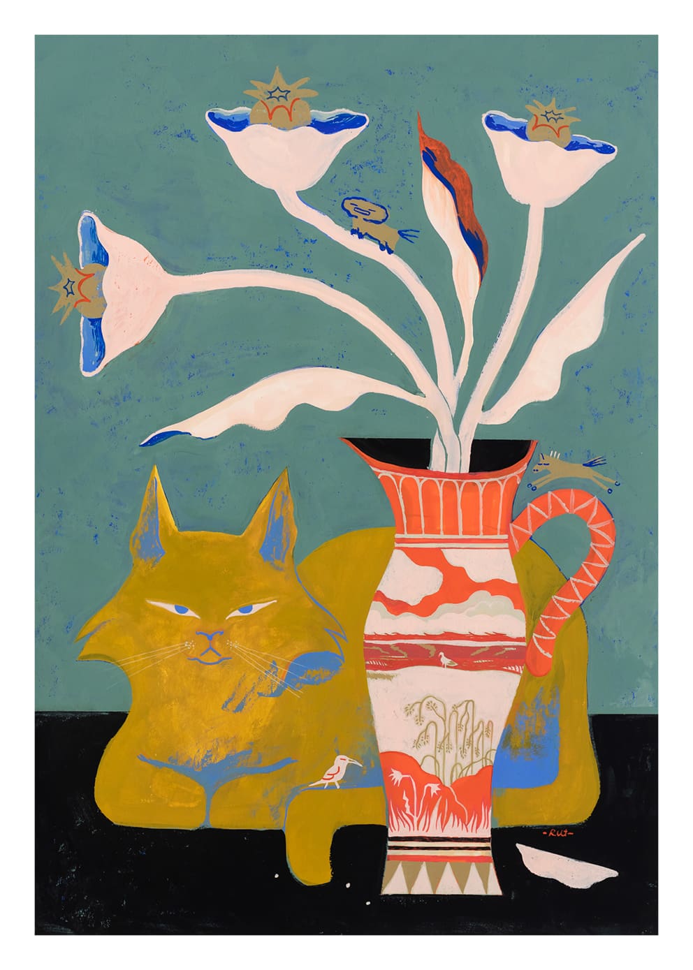 The Poster Club Art Prints Cat and Jug Poster 30x40 Katze