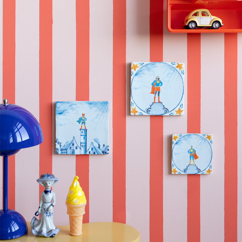 StoryTiles Delft Blue Superman Wandfliese 10x10 personalisierbar