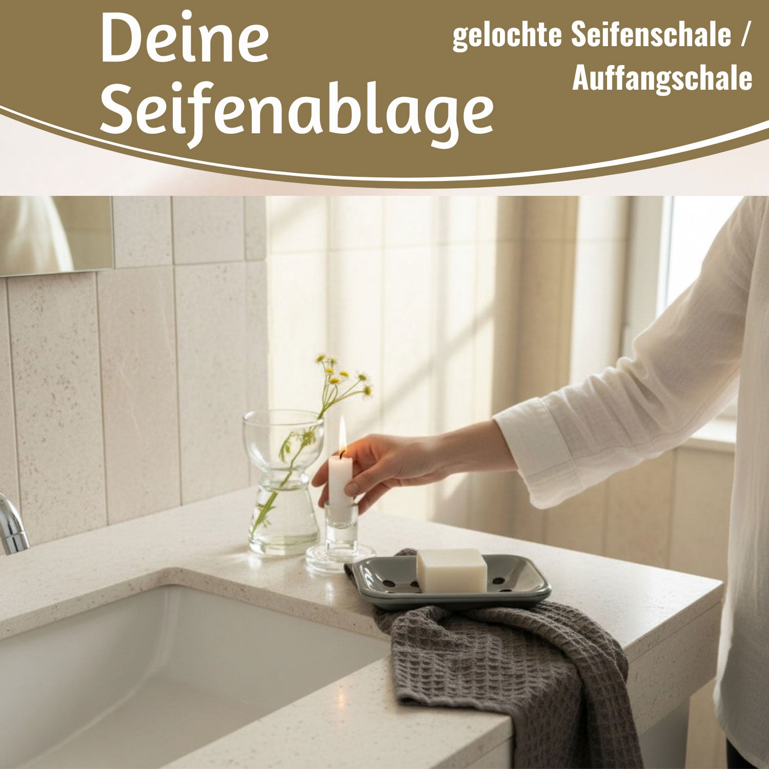 LS-LebenStil Altum Seifenschale grau Emaille 15 cm 2-tlg