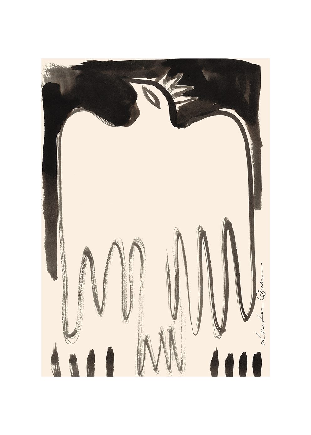 The Poster Club L'oiseau Kunstdruck 30x40 beige-schwarz