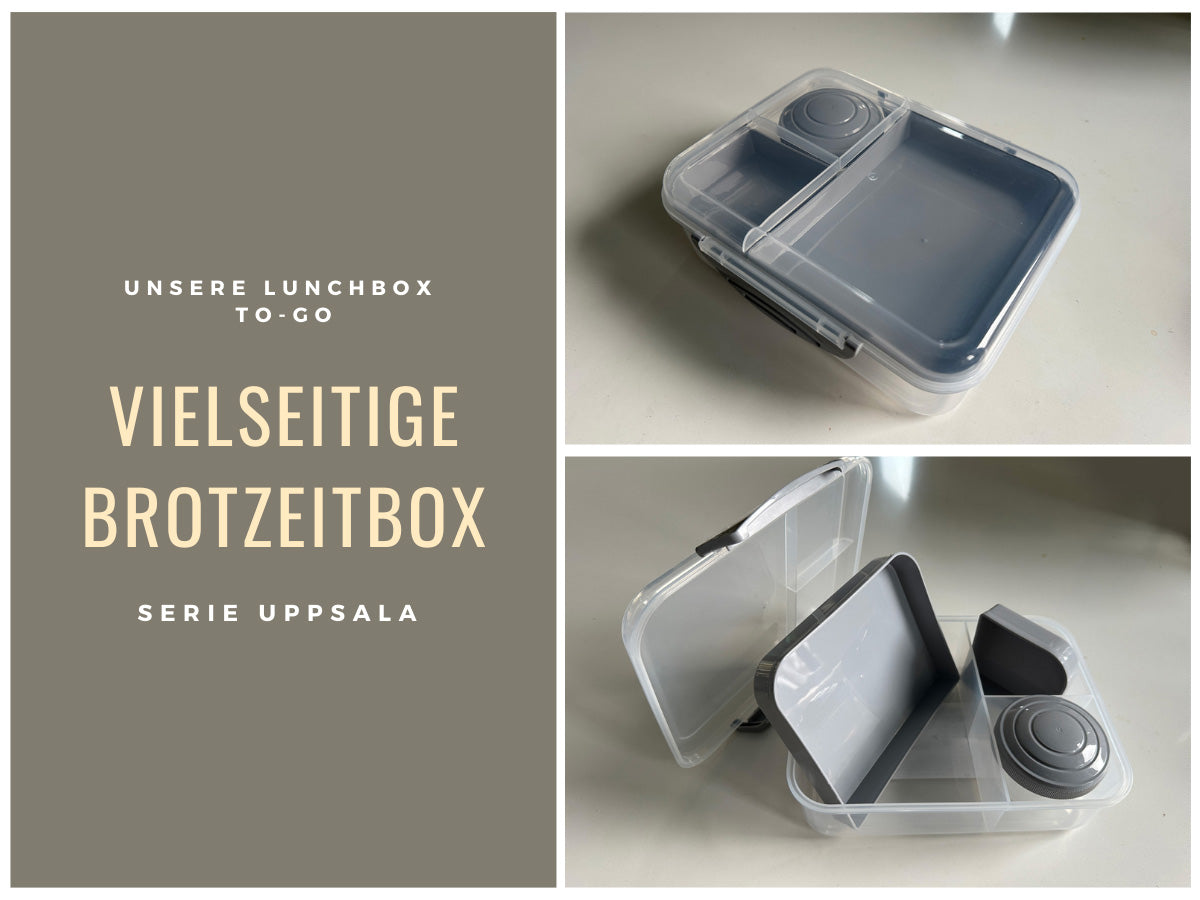 LS-LebenStil Uppsala Bento Box Kunststoff grau 3 Fächer 2 Ebenen