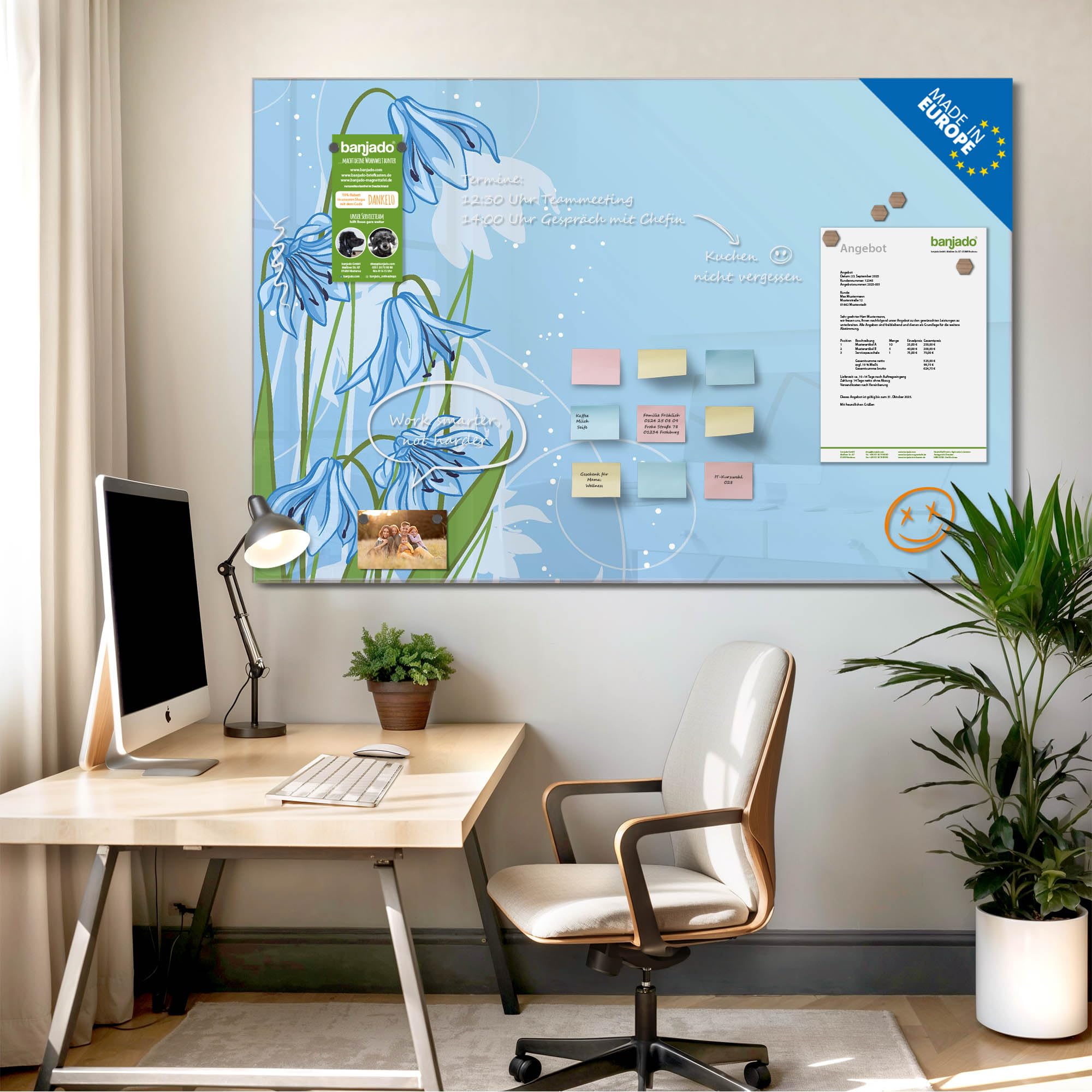 Banjado Magnettafel Bergblaulilie Magnettafel 120x80 cm Glas