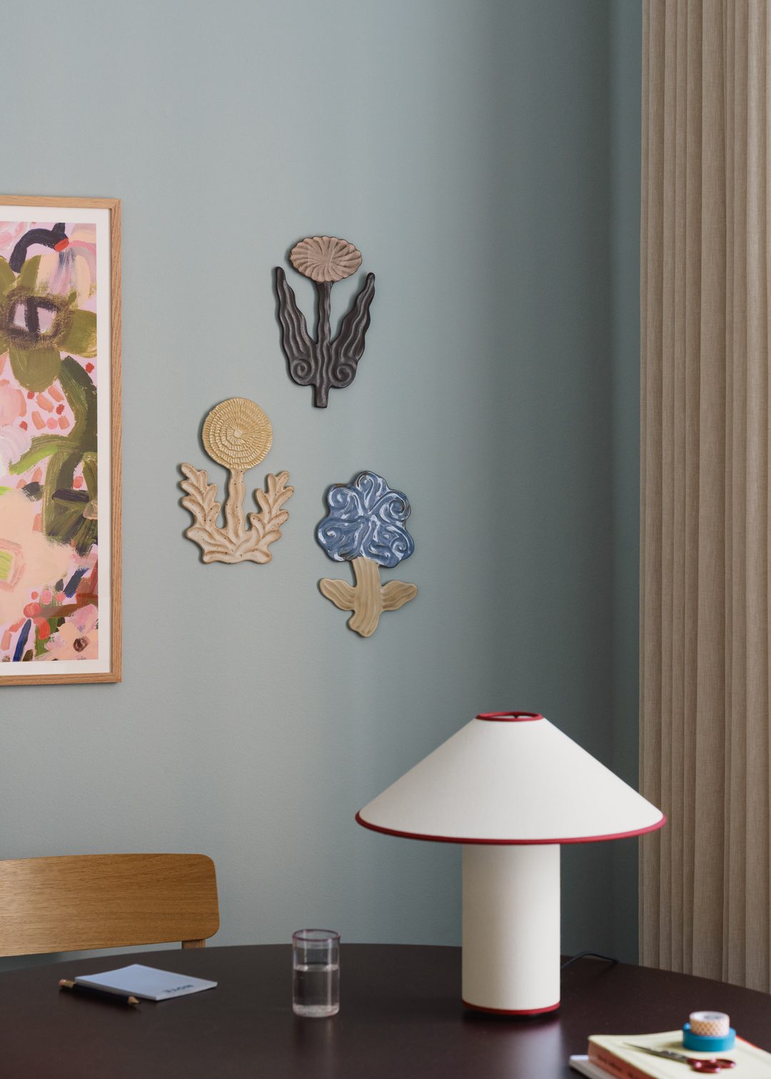 The Poster Club Anemone Wandobjekt 25x17 cm Keramik Beige-Blau