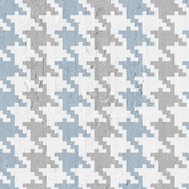 Mineheart Pied De Poule Tapete Navy Grau Hahnentritt 52cm