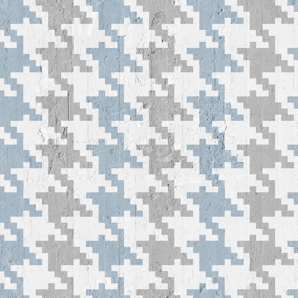 Mineheart Pied De Poule Tapete Navy Grau Hahnentritt 52cm