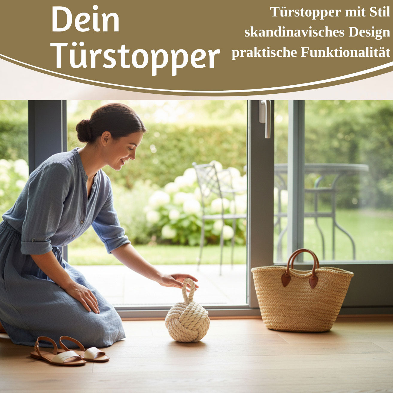 LS-LebenStil Möbel Wohnen Malmö Türstopper Creme 23cm