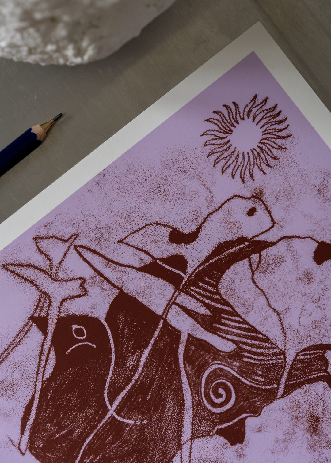 The Poster Club Wood Pigeon Poster 30x40 cm Lila