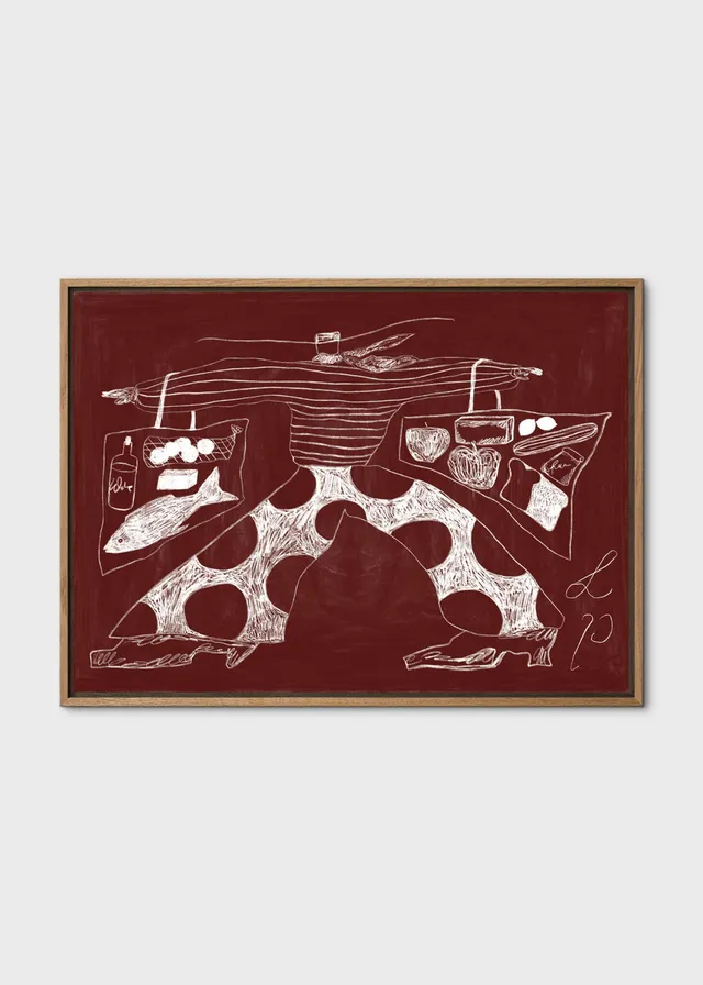 The Poster Club Sam Shopping Leinwand 30x40 weiß-bordeaux
