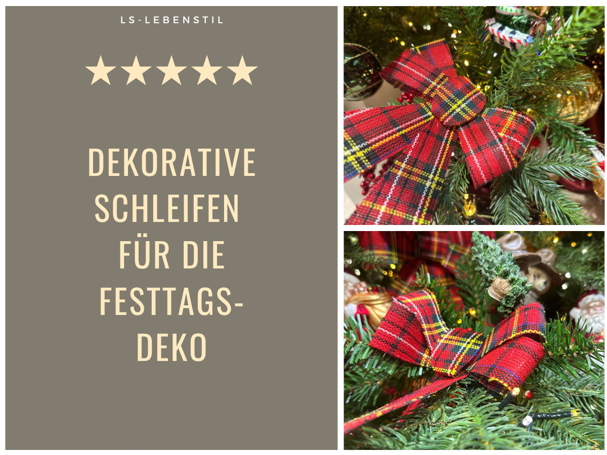 LS-LebenStil Möbel & Wohnen XL Weihnachtsschleife Schleife kariert 2er 17cm