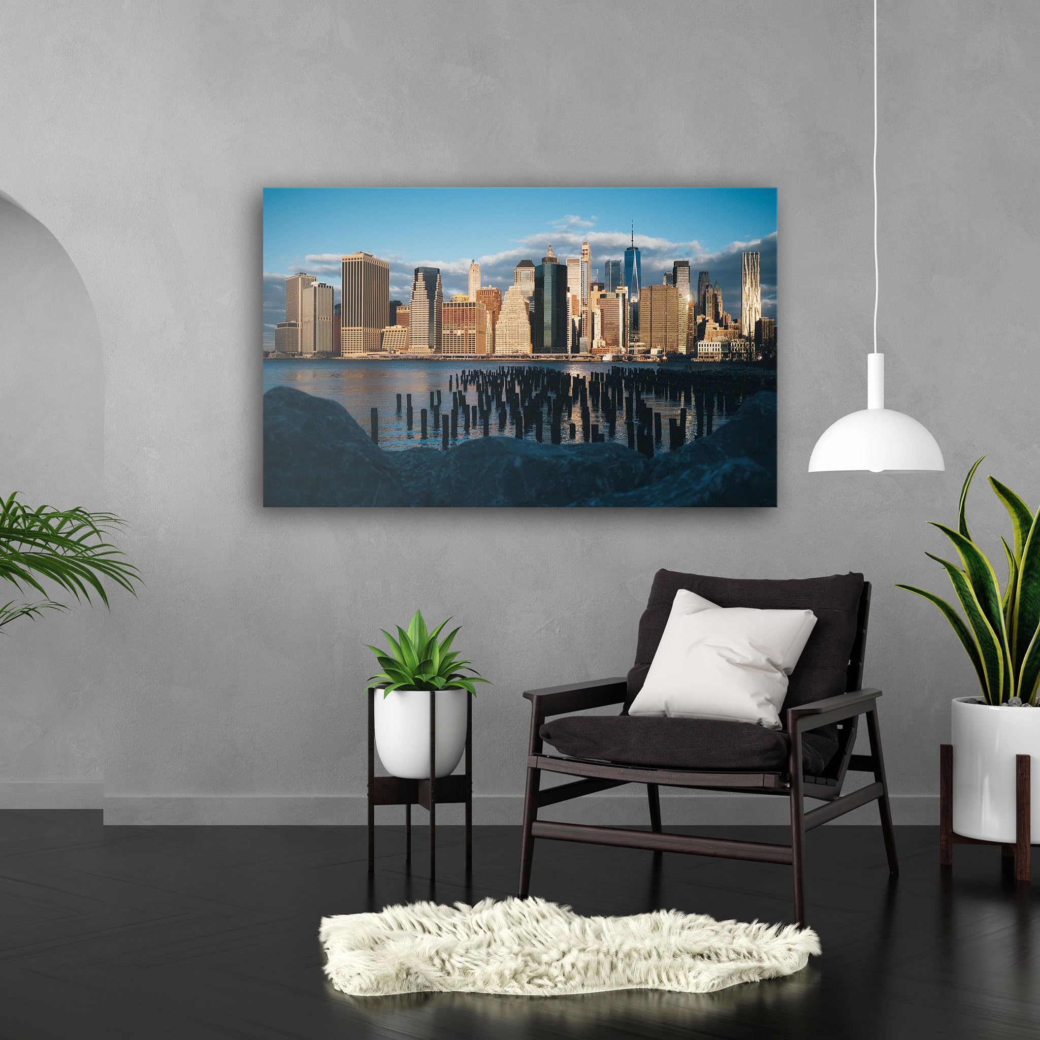 Hustling Sharks Wandbilder Uferlinie vor der Großstadt Leinwand 30x40