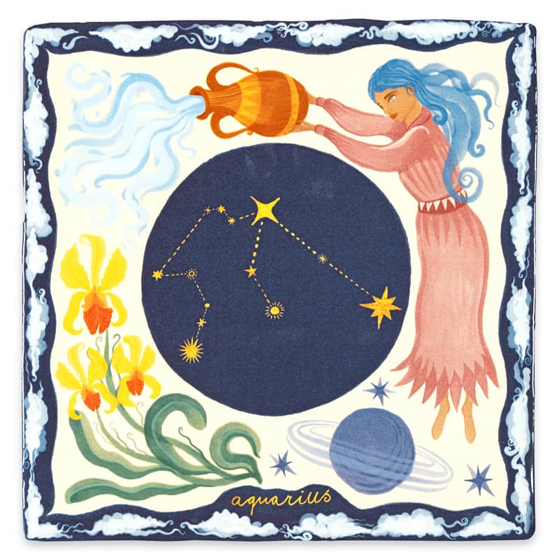 Storytiles Delft Blue Aquarius Wandfliese Sternzeichen Wassermann