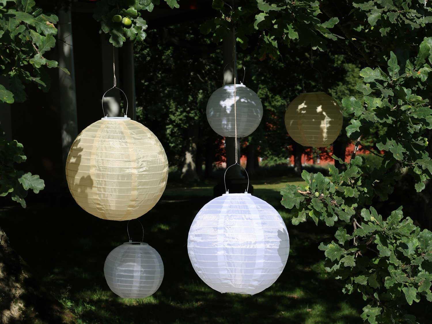 LS-LebenStil Garten Solar Lampion Weiß 30 cm Nylon