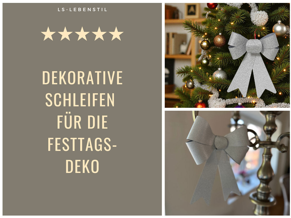 LS-LebenStil Weihnachtsschleife XXL Silber 29cm 2er Set