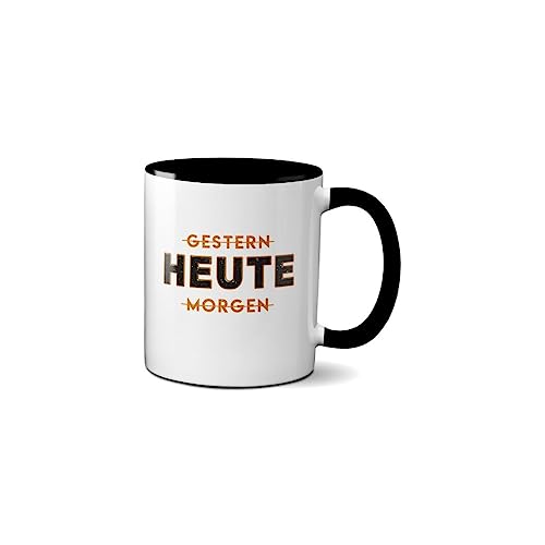 Hustling Sharks Heute Tasse 330ml schwarz Motivation Spruch