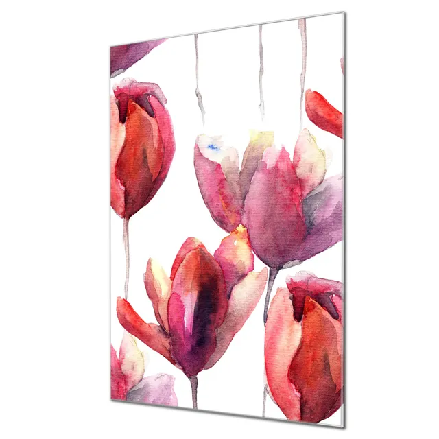 Banjado Magnettafel Aquarell Tulpen Magnettafel 40x60 floral
