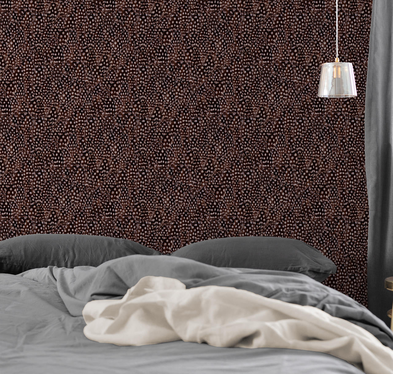 Mineheart Wallpaper Spotty Bird Feathers Tapete Federn dunkel