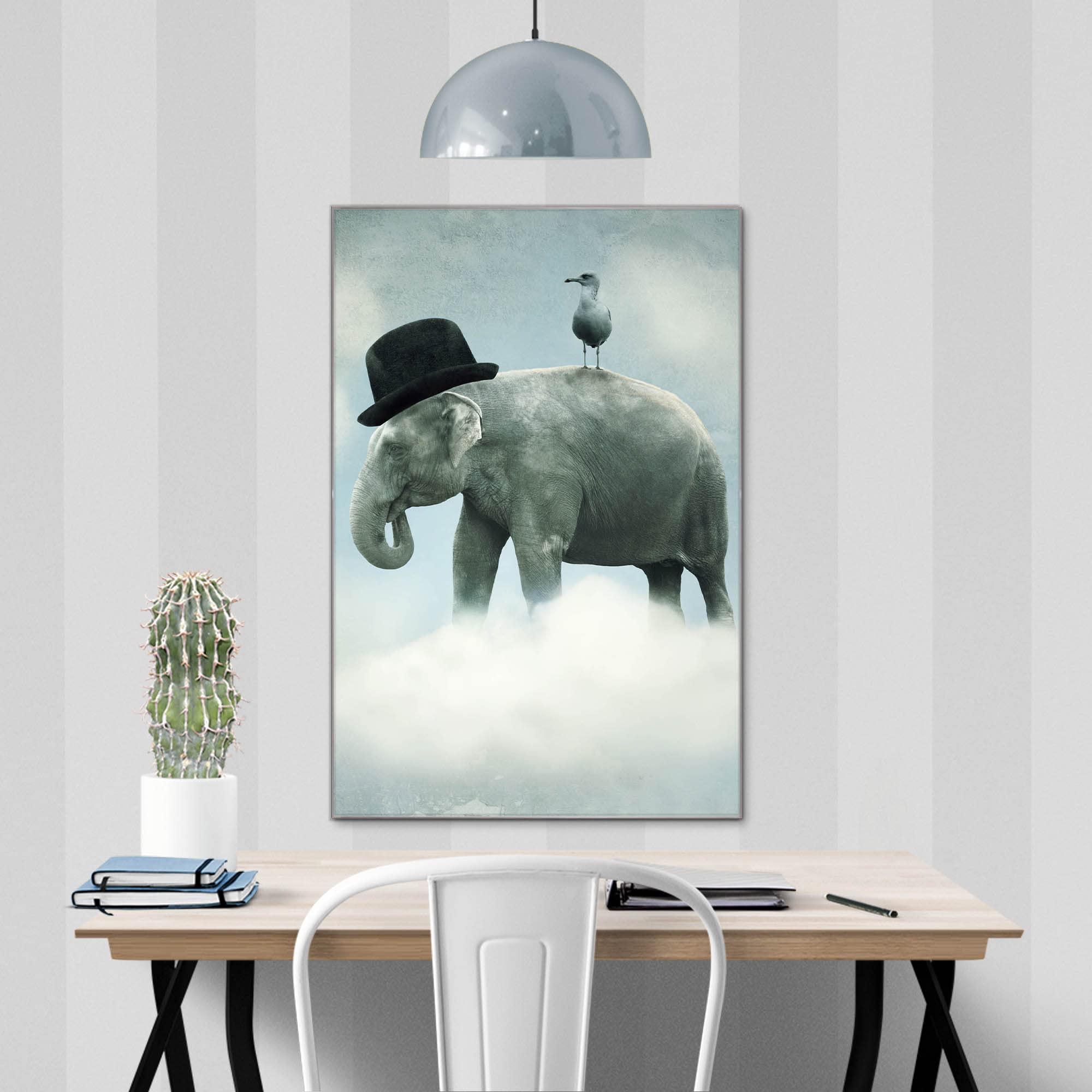 Banjado Magnettafel Elefant und Möwe Magnetboard 40x60 beschreibbar