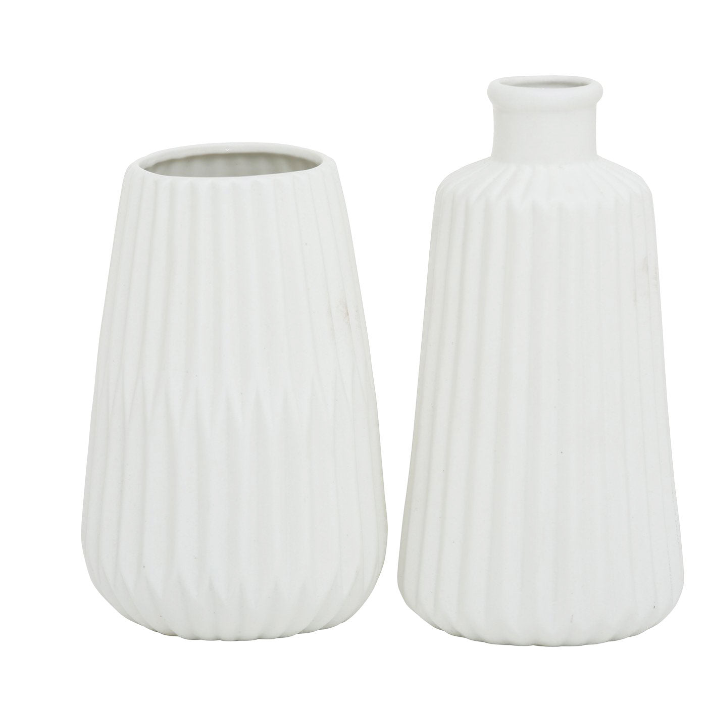 LS-LebenStil Oslo Blumenvase Creme Weiß Keramik 2er-Set