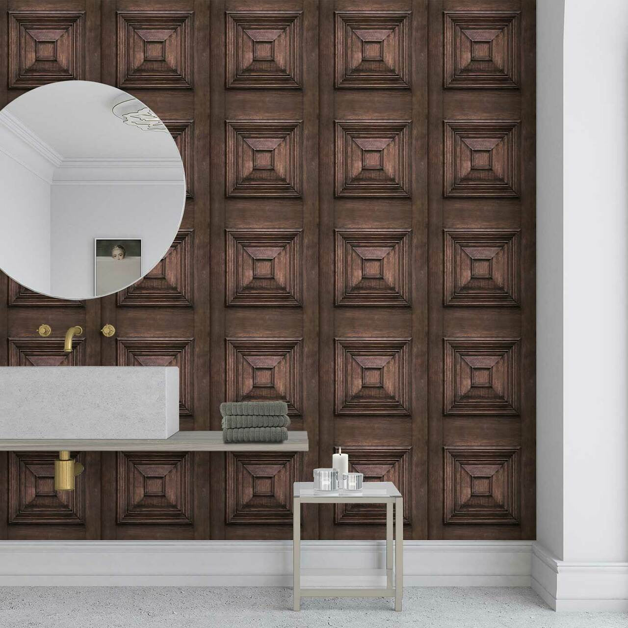 Mineheart Wallpaper Dark Oak Victorian Tapete Dunkle Eiche