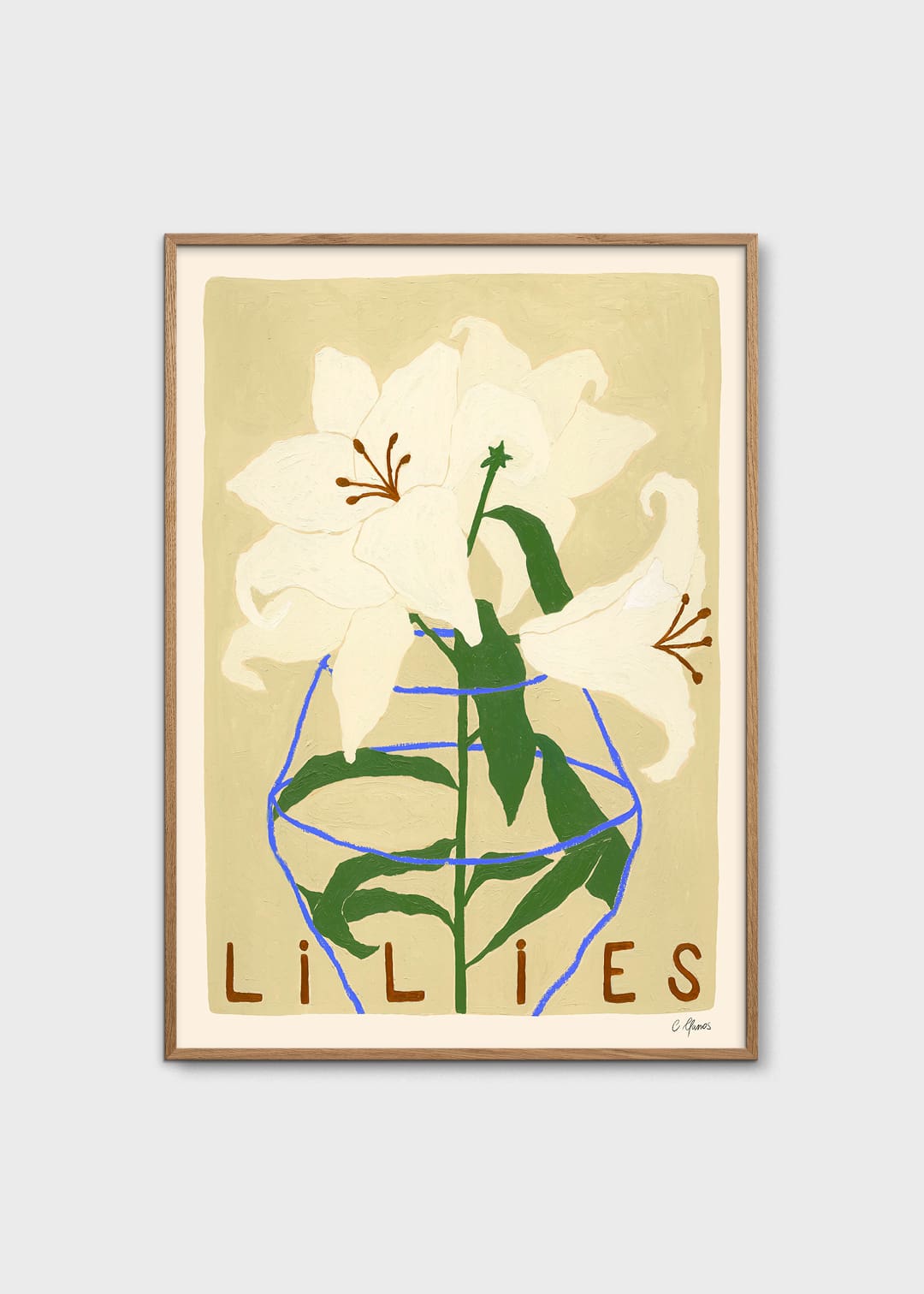 The Poster Club Art Prints Lilies Poster A4 grün