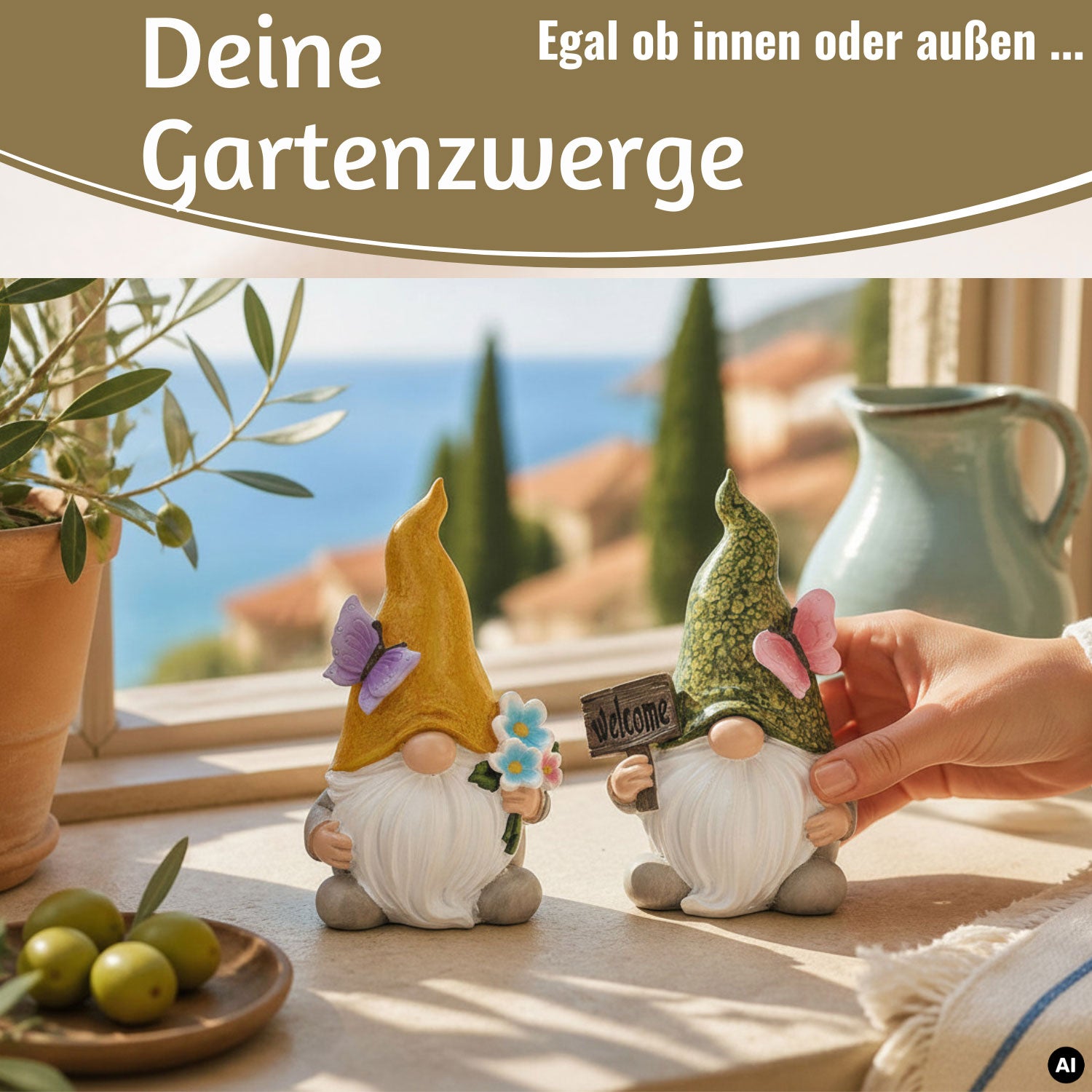 LS-LebenStil Welcome Wichtel 2er-Set 15 cm Polyresin Sommer
