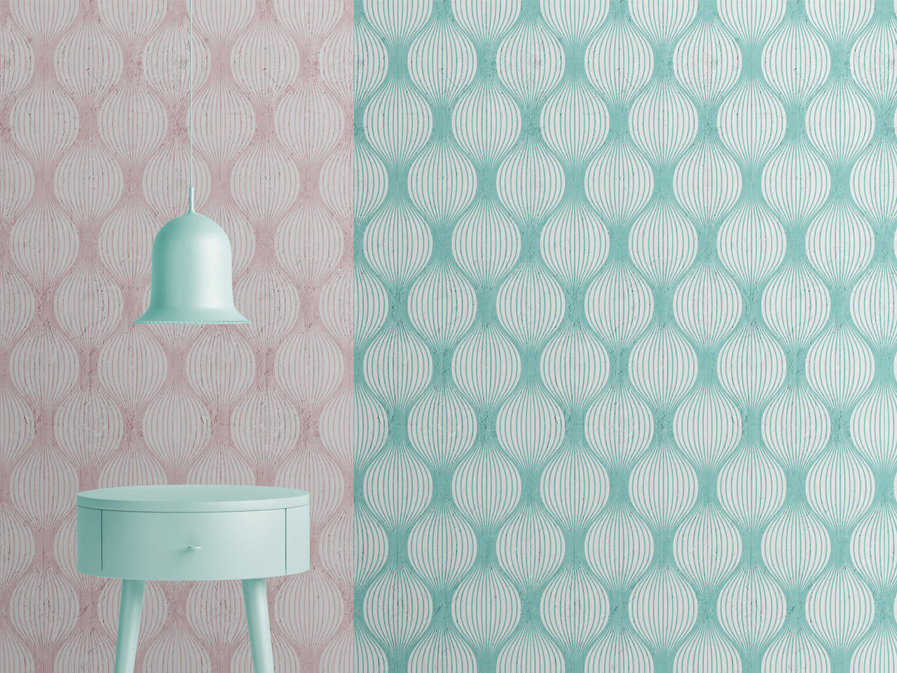 Mineheart Geometric Bulbs Tapete Aquamarin Vlies 52x1000 cm