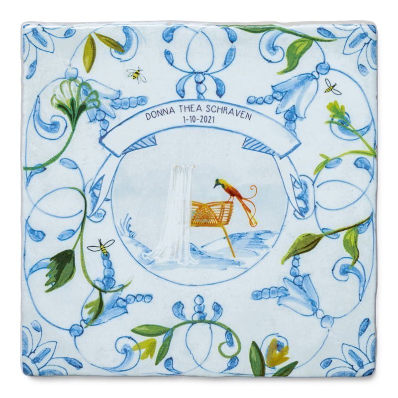 Storytiles Delft blue Een wondertje Wandfliese S 10x10 cm Baby