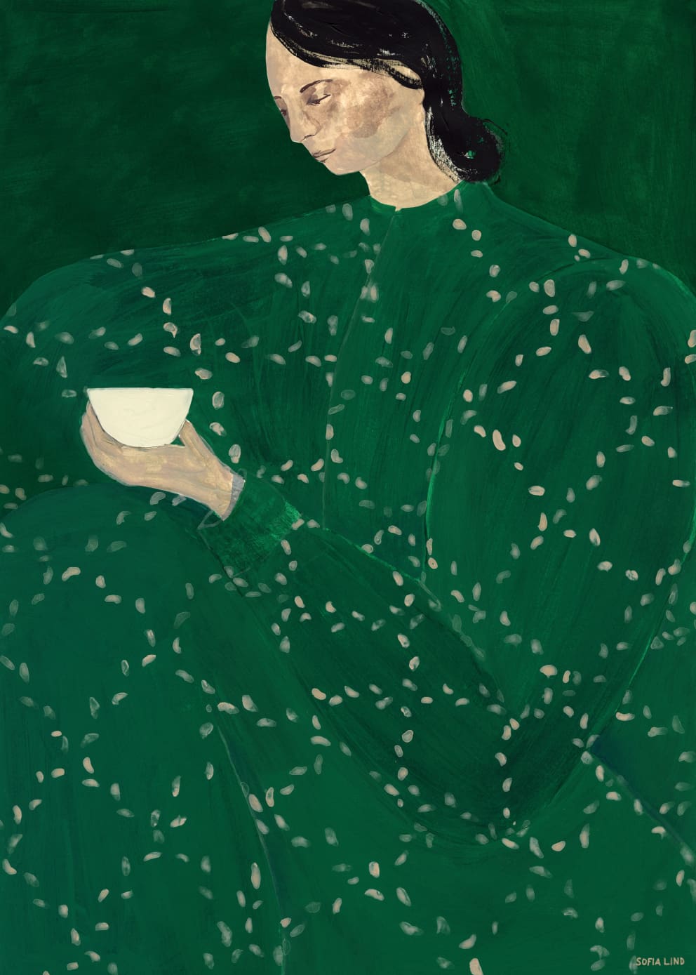 The Poster Club Art Prints Coffee Alone Leinwandbild 50x70 cm grün