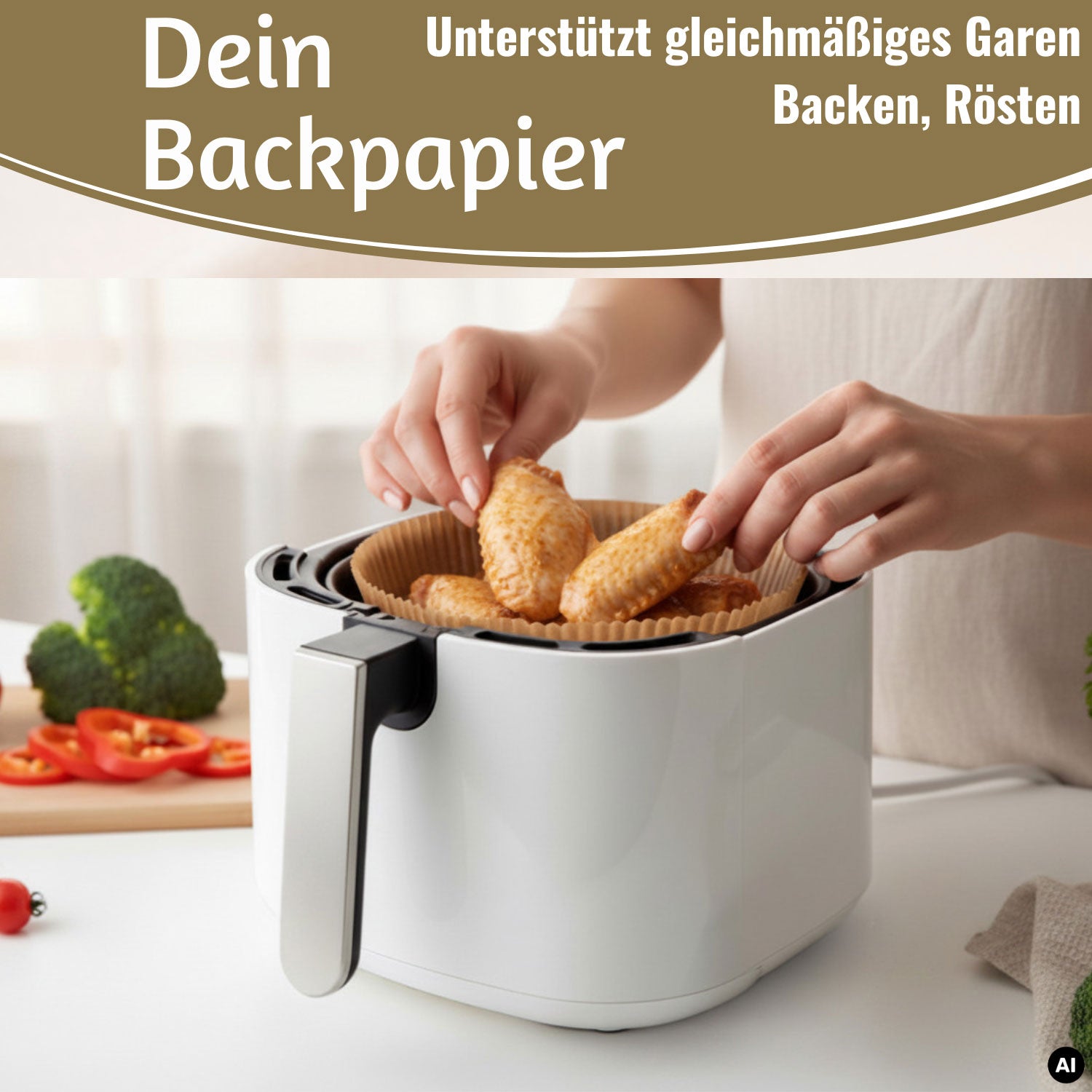 LS-LebenStil Backpapier Rund 16cm 100 Stück Airfryer FSC