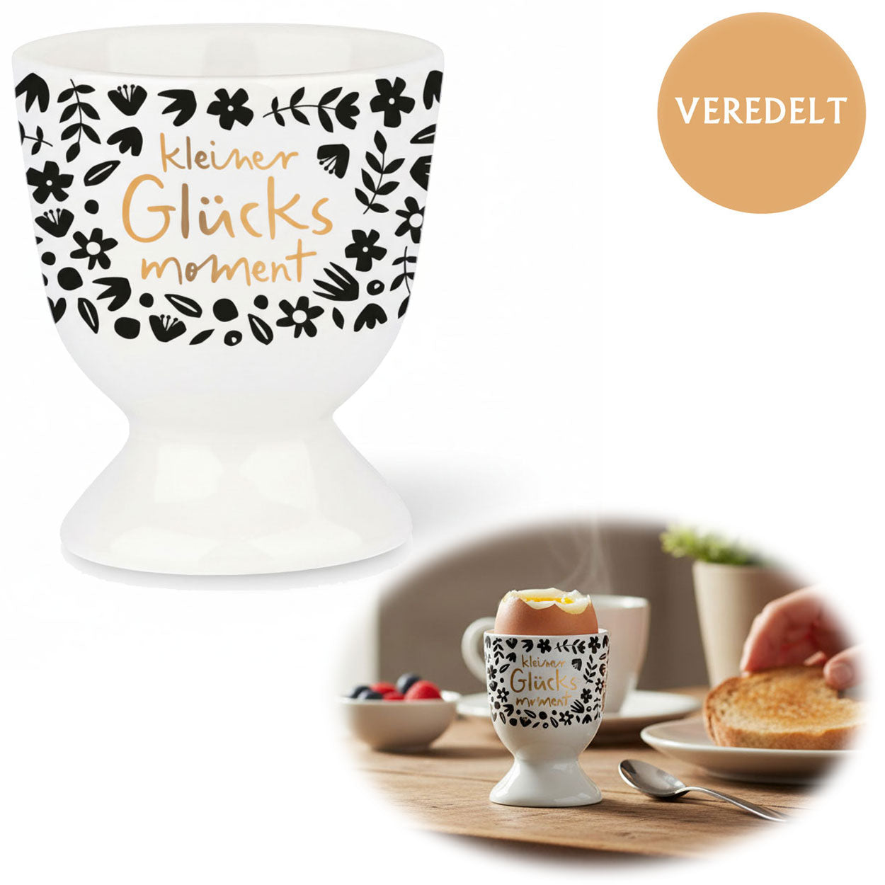 LS-LebenStil Küche & Haushalt Eierbecher Gold kleiner Glücksmoment