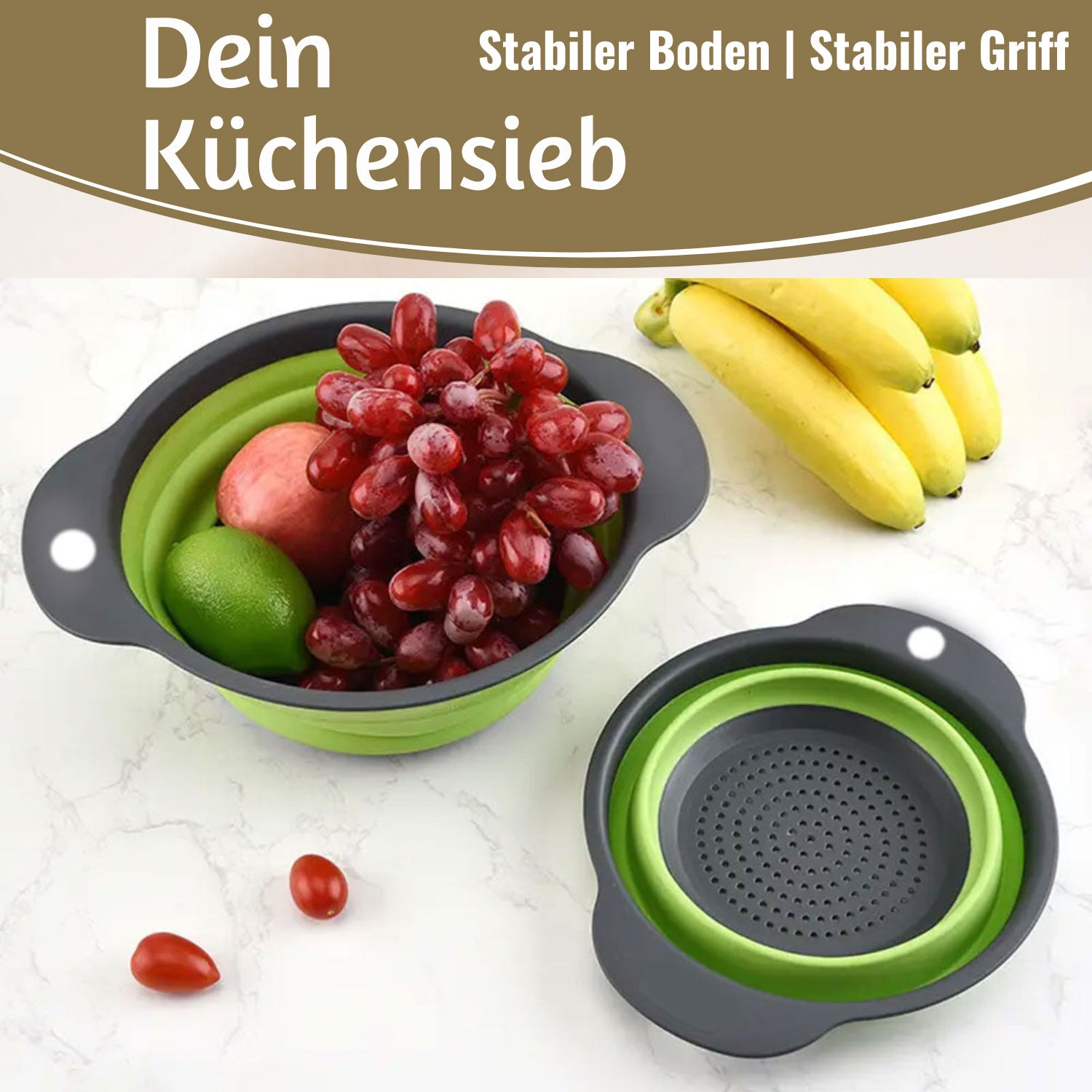 LS-LebenStil Abtropfsieb Faltbar 23cm Rund Nudelsieb Camping