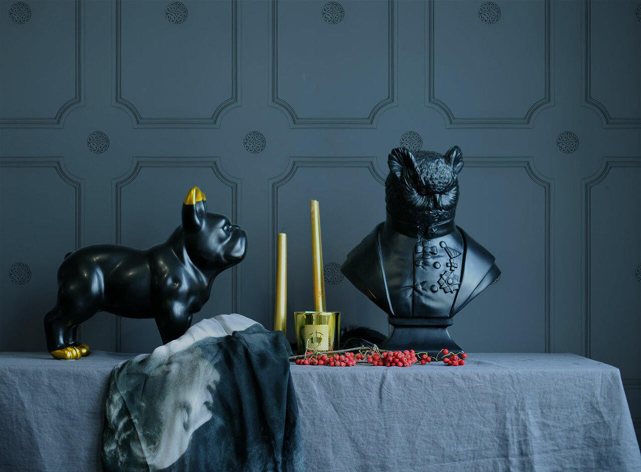 Mineheart Georgian Dot Tapete slate blue 10 m