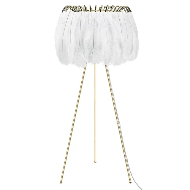 Mineheart Feather Stehlampe Weiß Gold 160cm Federn