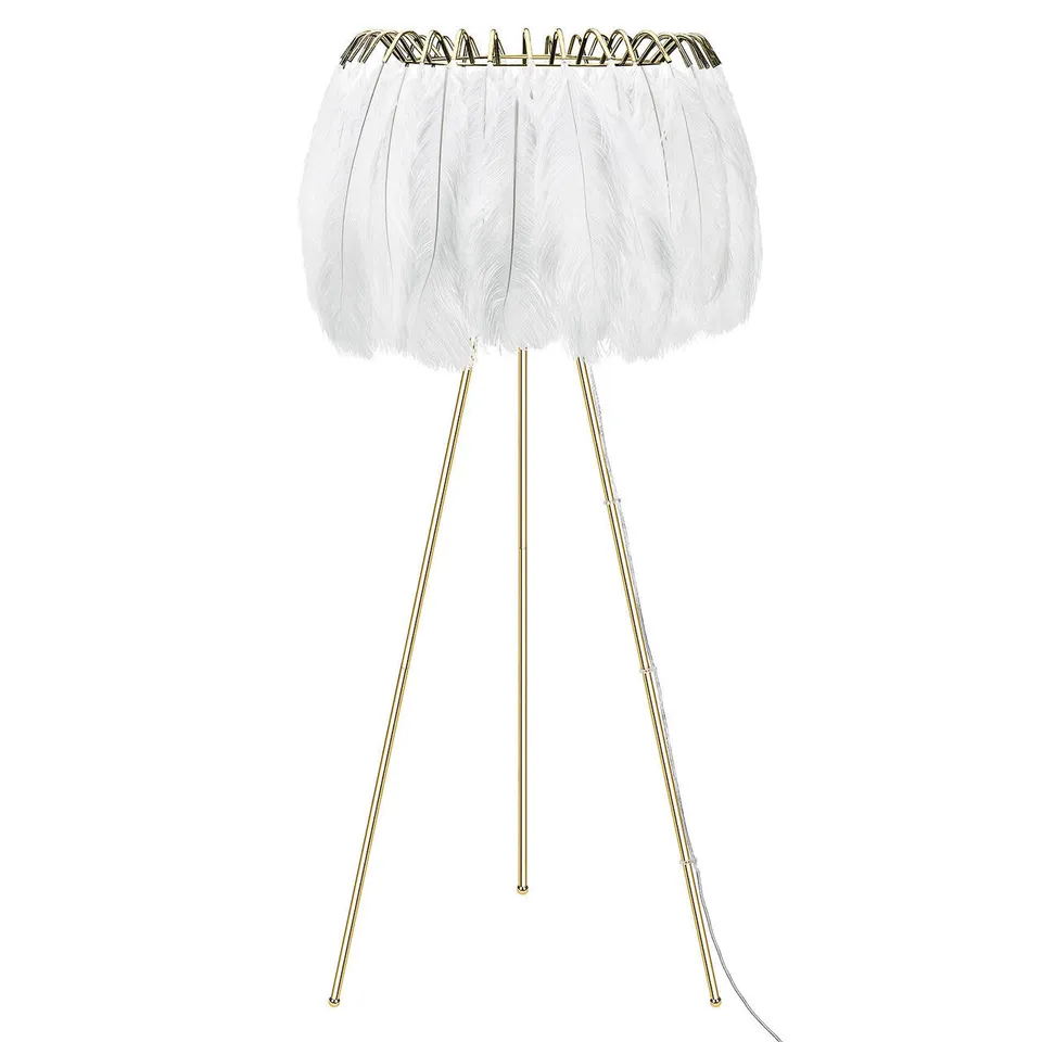 Mineheart Feather Stehlampe Weiß Gold 160cm Federn
