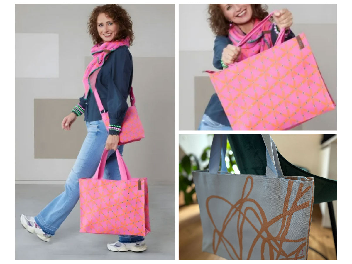 LS-LebenStil Vintage Shopper Palma Blau 35x45cm Reissverschluss