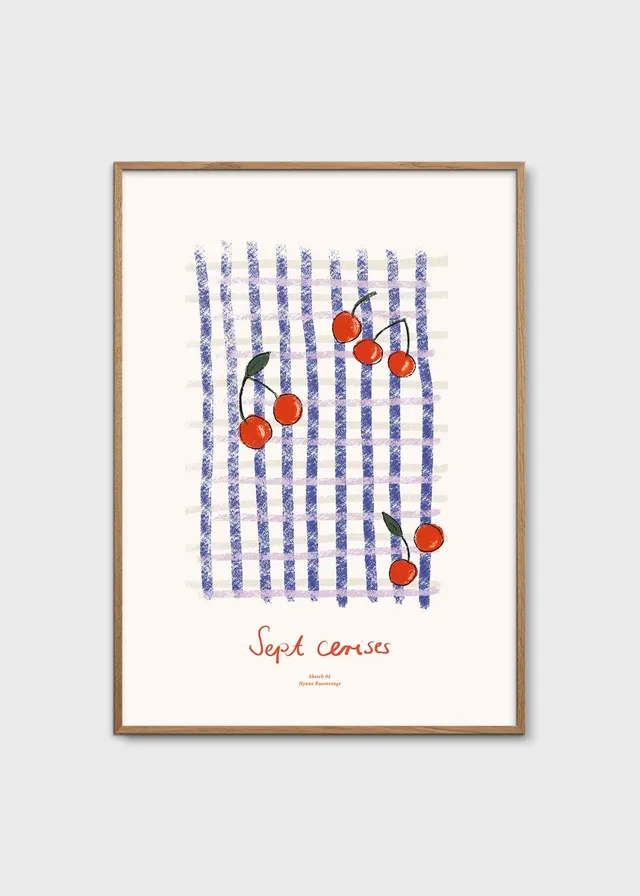 The Poster Club Sept Cerises Kunstdruck 30x40 cm Blau