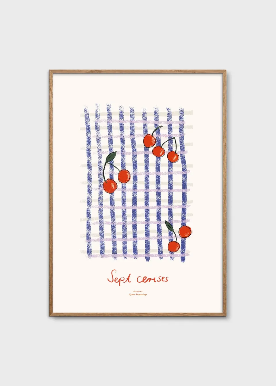 The Poster Club Sept Cerises Kunstdruck 30x40 cm Blau
