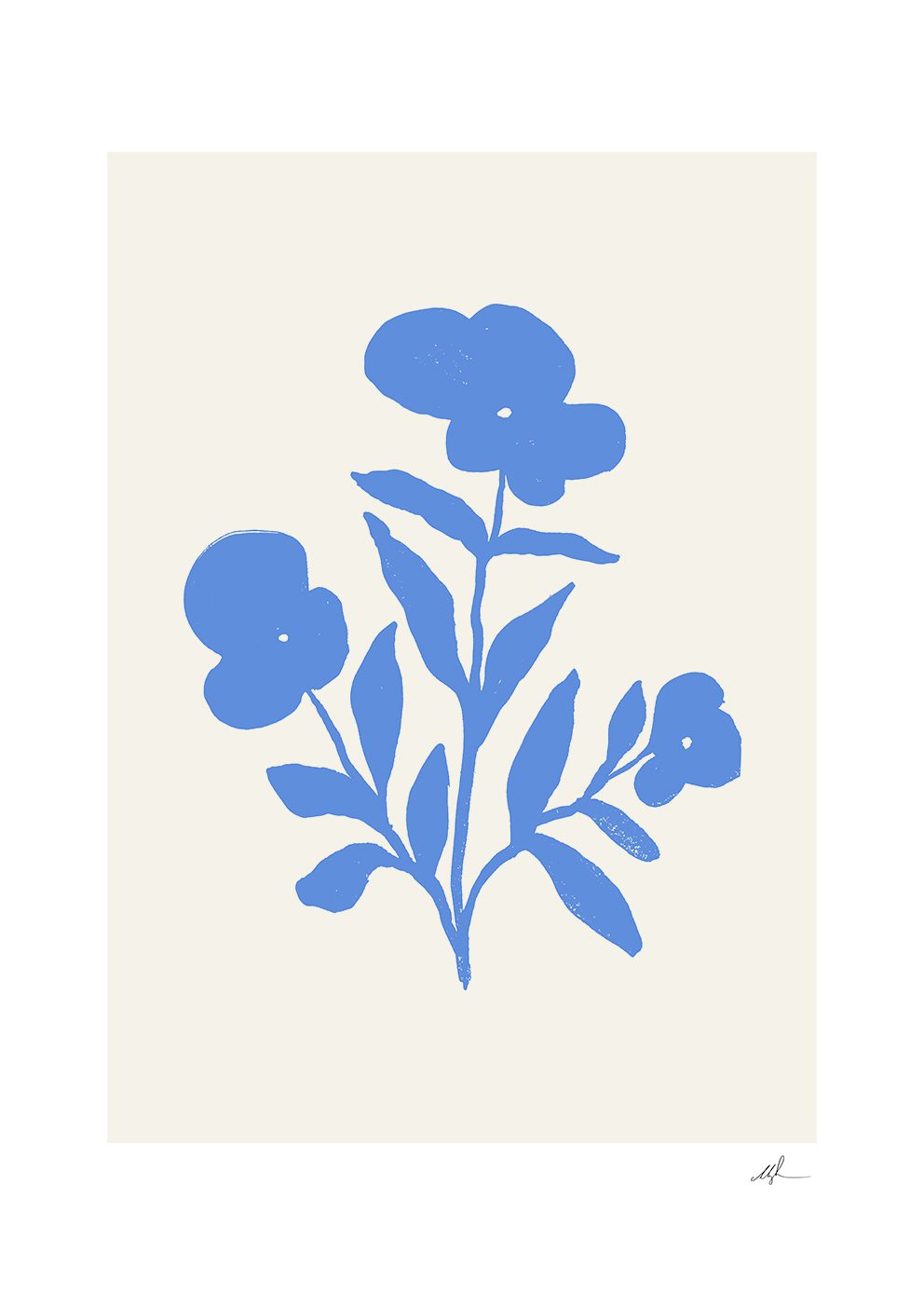 The Poster Club Bloemen 01 Poster A4 blaues Blumenmotiv