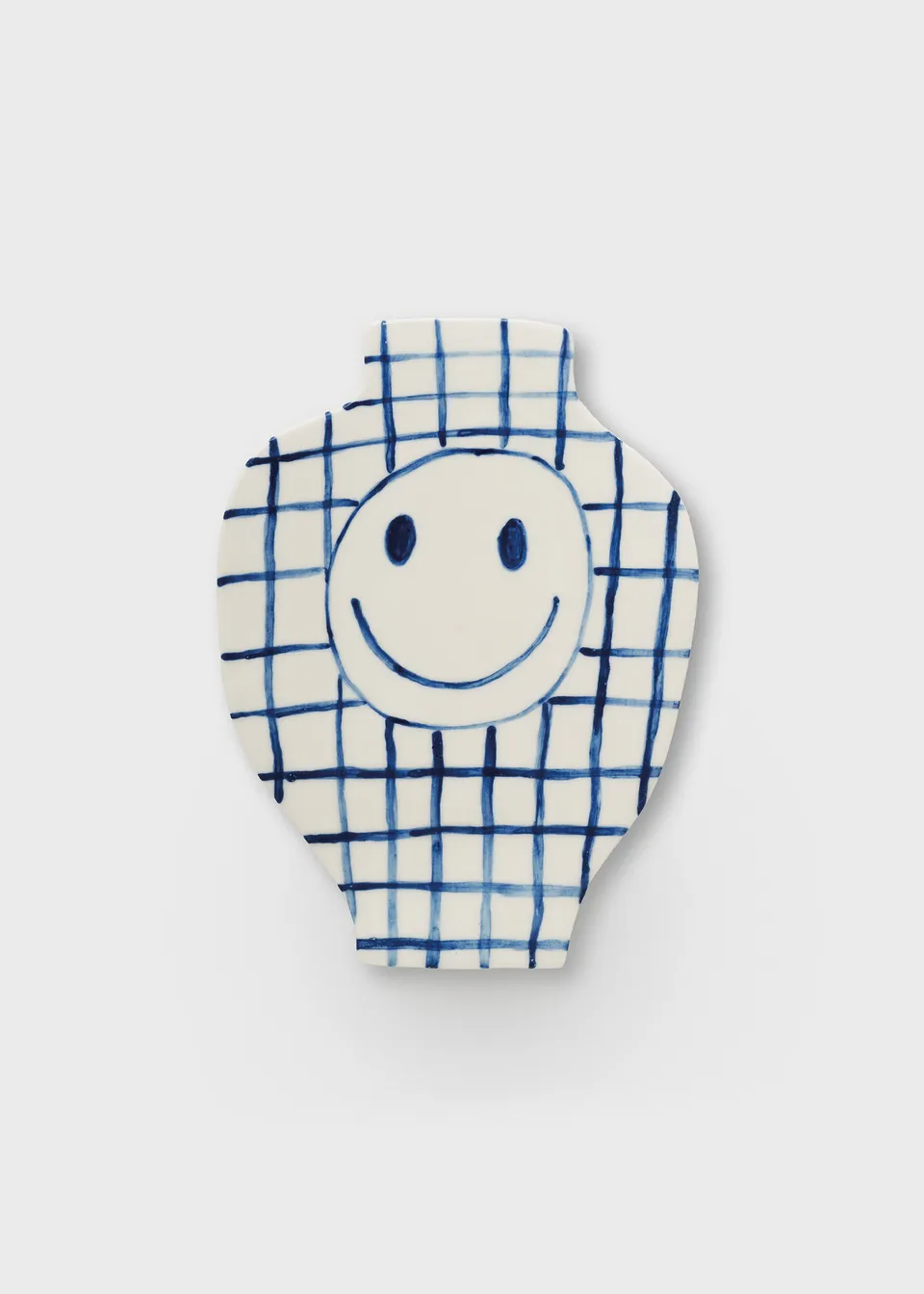 The Poster Club Smiley Vase Wandvase Weiß Blau Porzellan